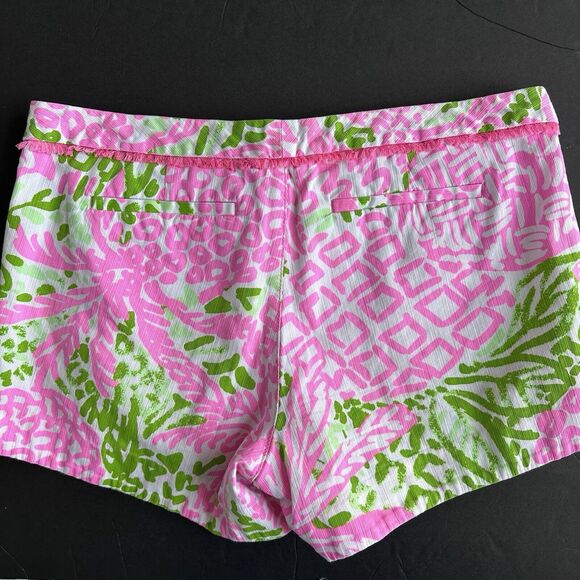 Lilly Pulitzer Adie Shorts 6 Pink Sunset Home Slice Floral Print Green - Picture 6 of 8